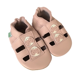 Hopi Hop BAREFOOT kožené capáčky Sandálky RůŽOVÉ Beruška, vel. M, L, XL ( 6 - 24 m)